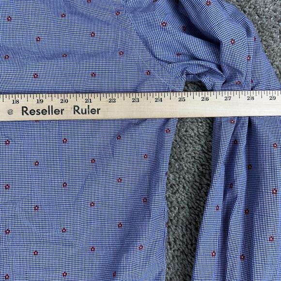 Saks Fifth Avenue Shirt Mens XL Gingham Micro Flower Button Up Made in Italy - Picture 10 of 11